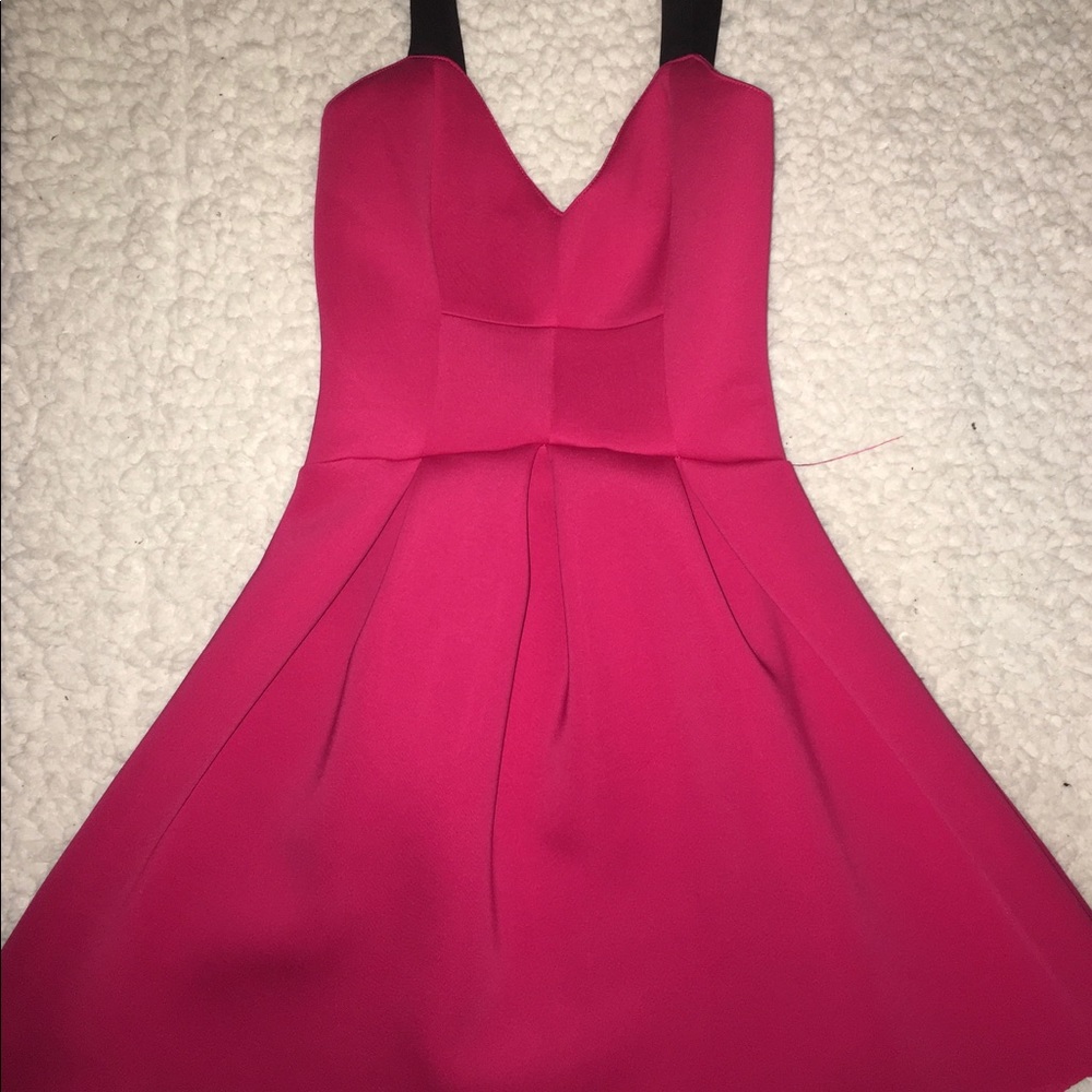 Dress Hot Pink Black straps Modern unique NWT